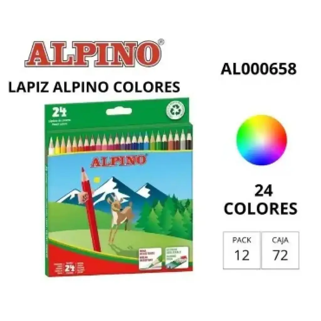 LÁPICES DE COLORES ALPINO ESTUCHE 24 COLORES