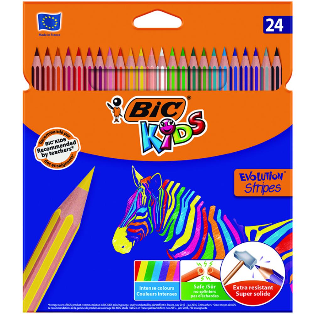 LÁPICES DE COLORES BIC EVOLUTION STRIPES 24 SURTIDOS