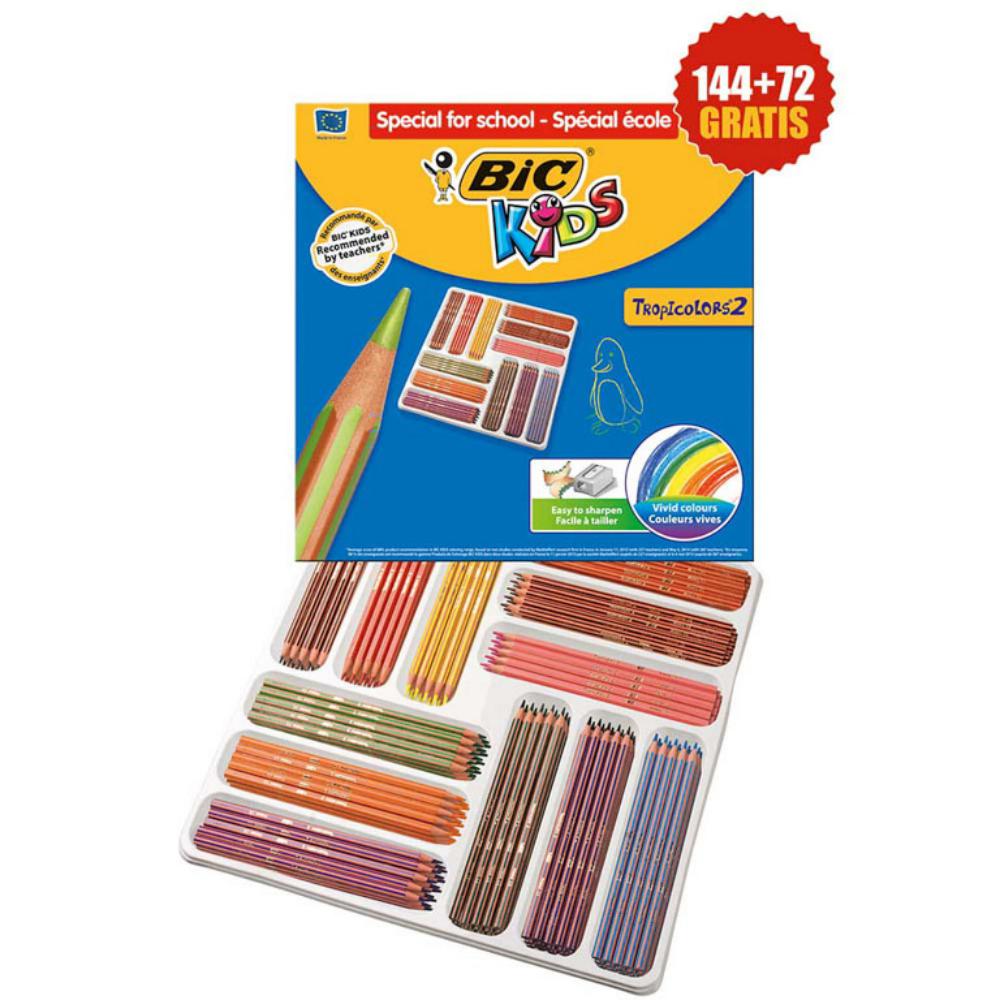 LÁPICES DE COLORES BIC TROPICOLORS2 – PACK 216 UNIDADES