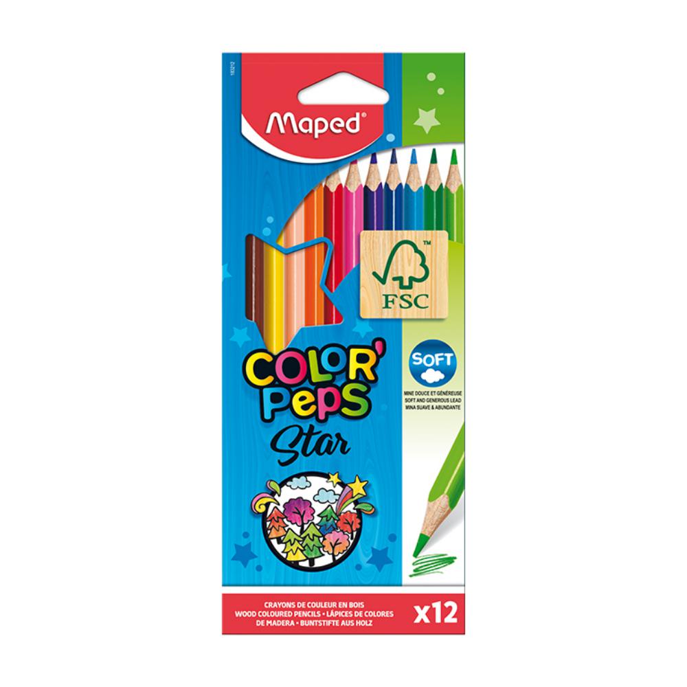 LÁPICES DE COLORES MAPED TRIANGULARES – CAJA 12 COLORES