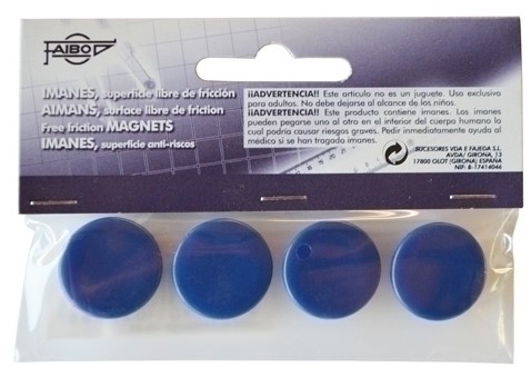 IMANES MULTIUSO REDONDOS 20 MM AZUL FAIBO – BLÍSTER 4 UD