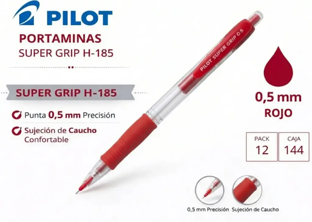PORTAMINAS PILOT SUPER GRIP ROJO 0,5MM