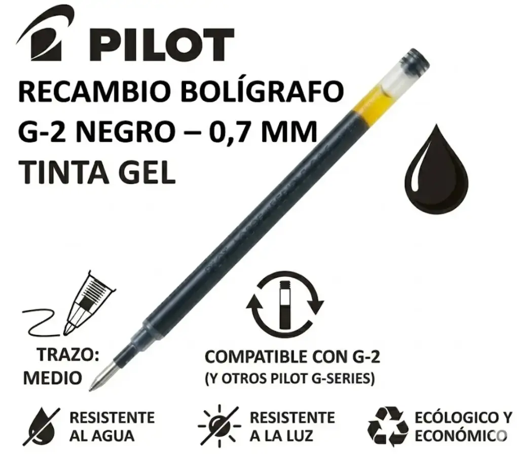 RECAMBIO BOLÍGRAFO G-2 NEGRO