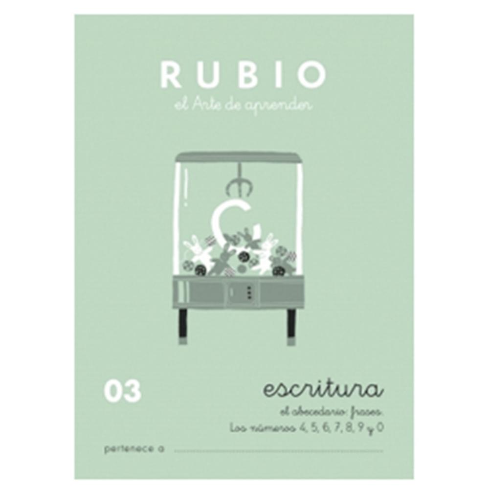 CUADERNO RUBIO 03 ESCRITURA – ABECEDARIO, FRASES Y NÚMEROS 1–5 (+4 AÑOS)