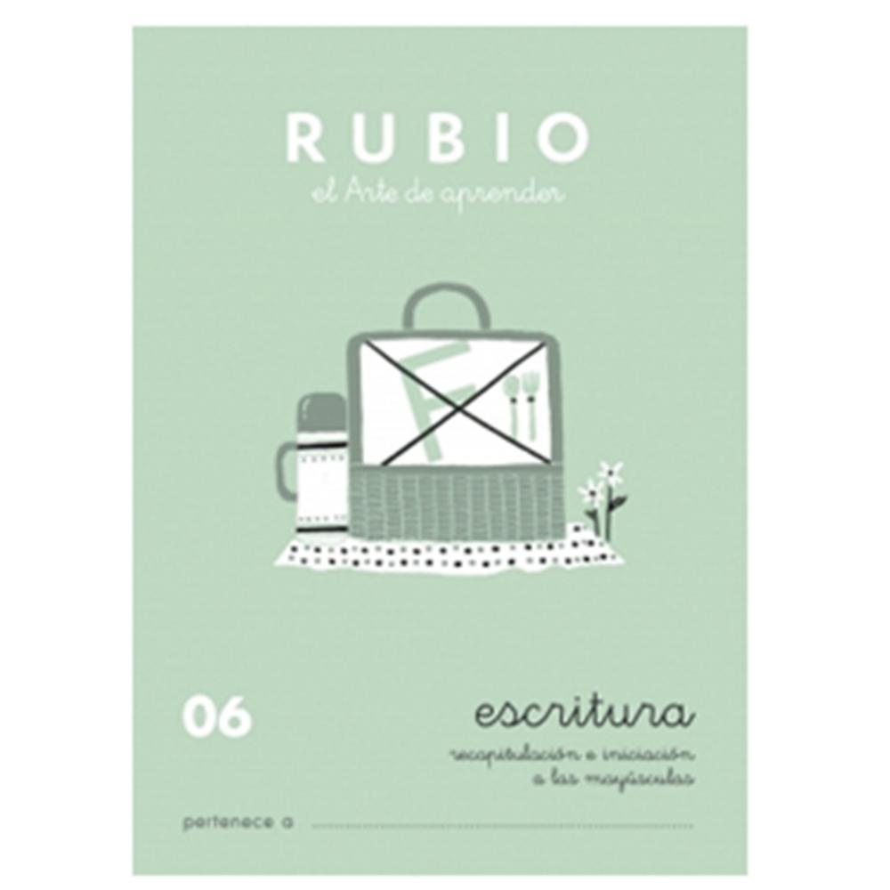 CUADERNO RUBIO 06 ESCRITURA – RECAPITULACIÓN E INICIACIÓN A MAYÚSCULAS · A5, 20 PÁGINAS, +5 AÑOS