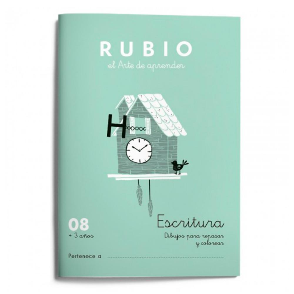 CUADERNO RUBIO 08 ESCRITURA – DIBUJOS PARA SEGUIR Y COLOREAR (A5, 20 PÁGINAS, +3 AÑOS)