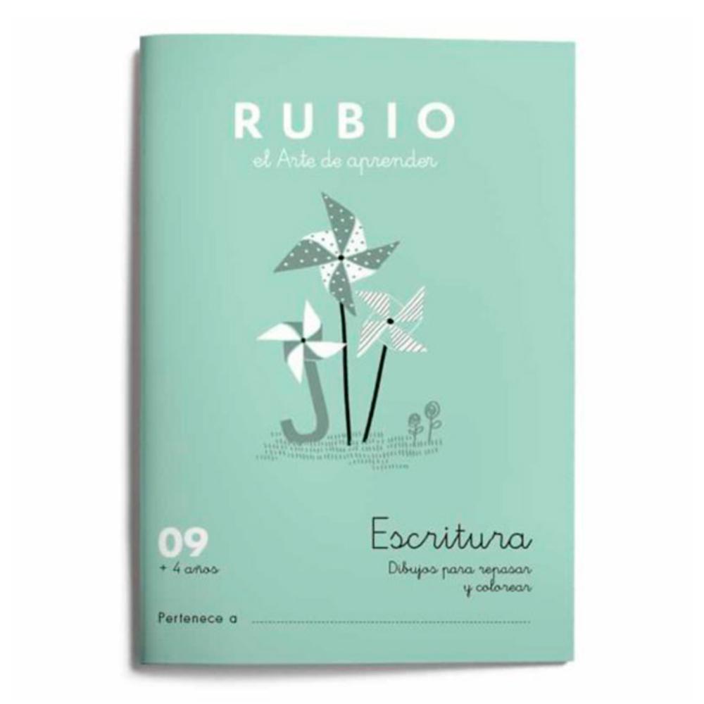 CUADERNO RUBIO 09 ESCRITURA – DIBUJOS PARA SEGUIR Y COLOREAR (A5, 20 PÁGINAS, +4 AÑOS)