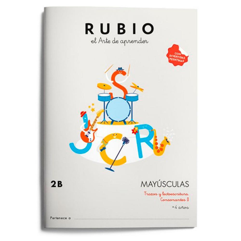 CUADERNO RUBIO 2B MAYÚSCULAS – CONSONANTES (+4 AÑOS) · A4, 32 PÁGINAS, CON PEGATINAS