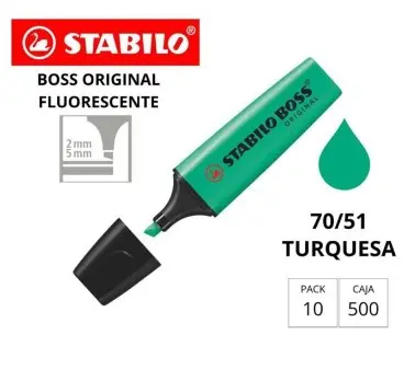 MARCADOR FLUORESCENTE STABILO BOSS 70–TURQUESA