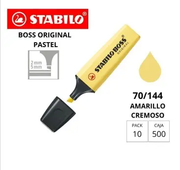 MARCADOR FLUORESCENTE STABILO BOSS 70–AMARILLO CREMOSO