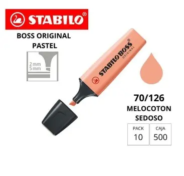 MARCADOR FLUORESCENTE STABILO BOSS 70–MELOCOTON SEDOSO