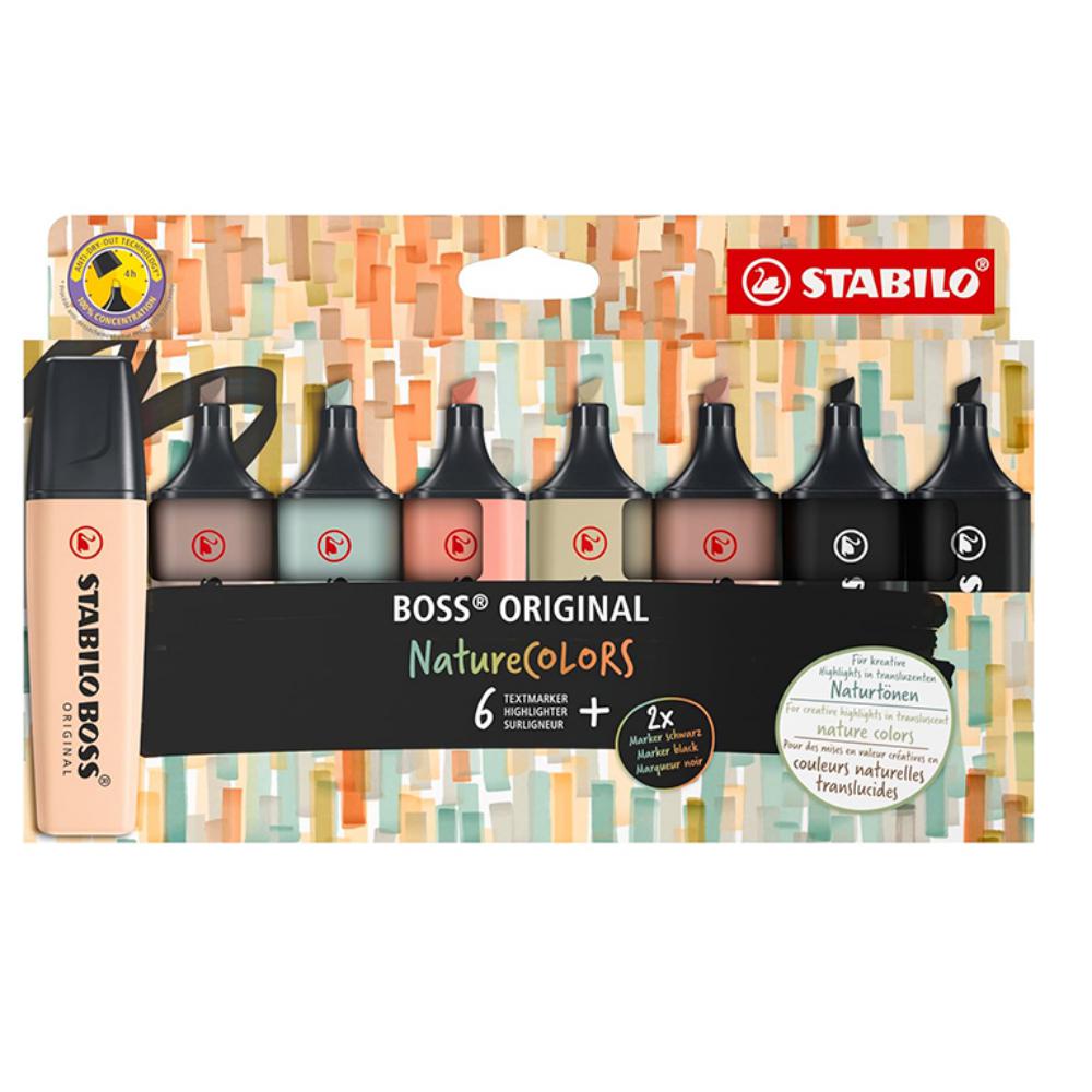 ROTULADOR STABILO BOSS PASTEL FLUORESCENTE 70 NATURE COLORS – ESTUCHE 8 COLORES SURTIDOS