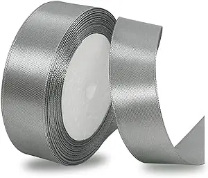 CINTA DE RASO PLATA 20 MM × 22 M · ACABADO SATINADO · TACTO SUAVE · USO MULTIUSO