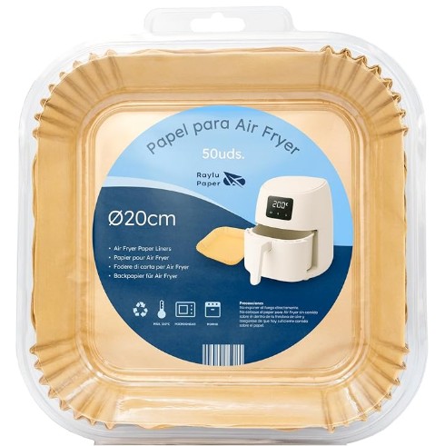 PAPEL FREIDORA DE AIRE RAYLU PAPER CUADRADO 20 CM – 50 UDS