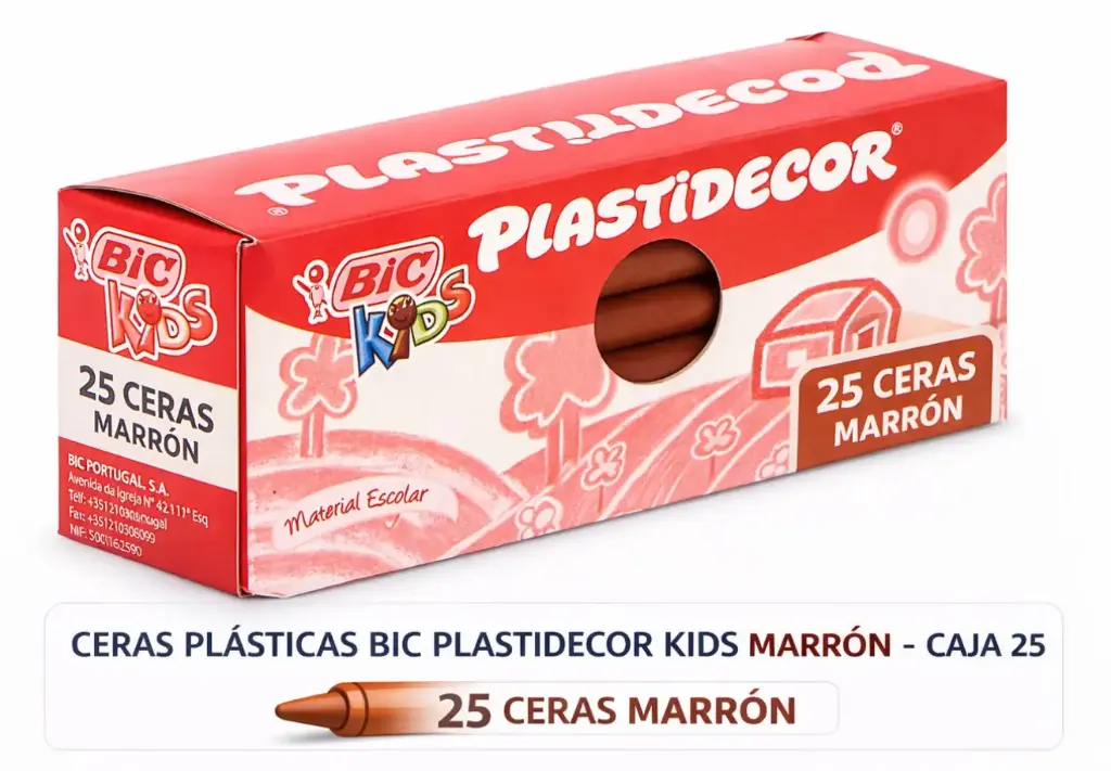 CERAS PLÁSTICAS BIC PLASTIDECOR KIDS MARRON CAJA 25