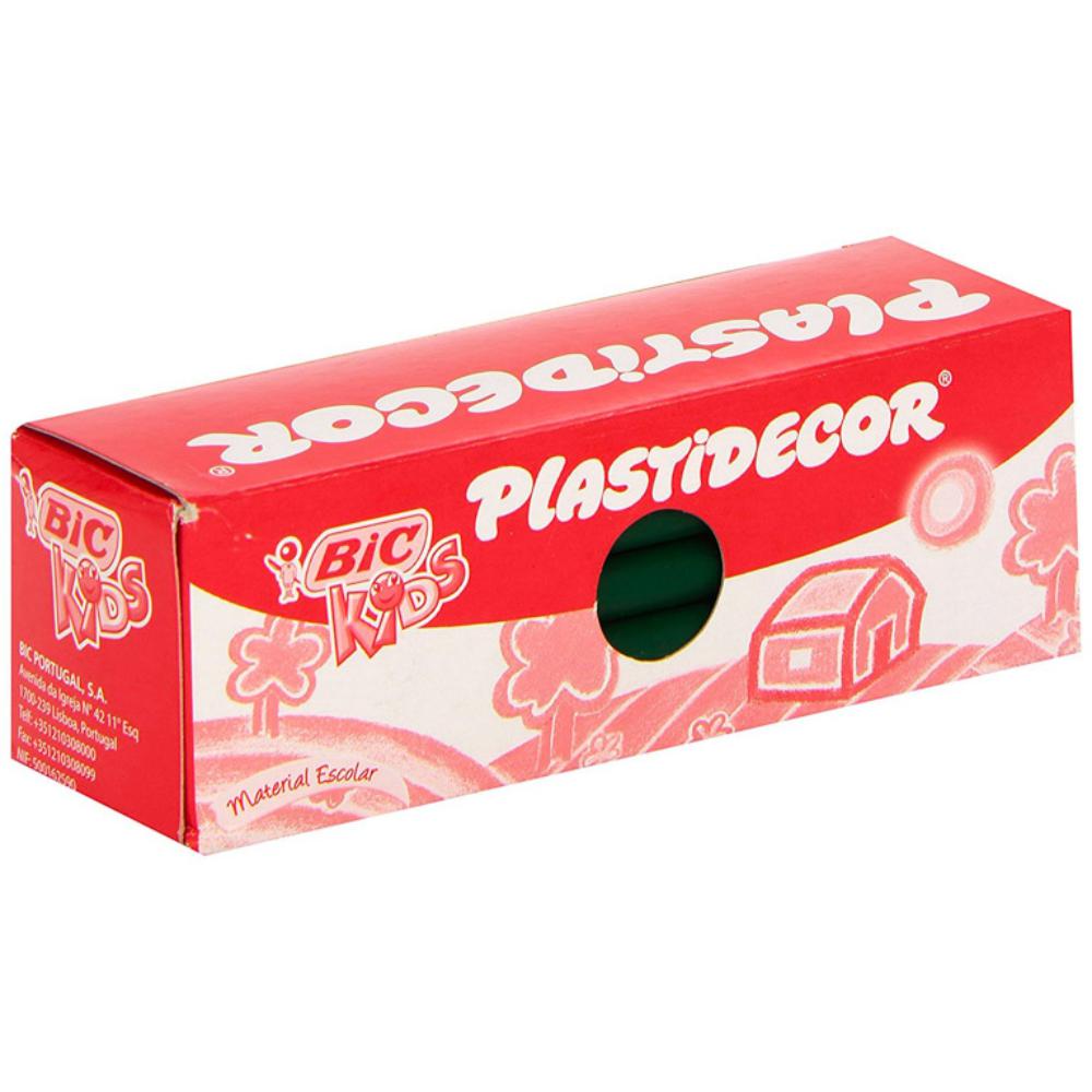 CERAS PLÁSTICAS BIC PLASTIDECOR KIDS VERDE OSCURO  · CAJA 25 · LIMPIAS Y RESISTENTES · BORRABLES · AFILABLES