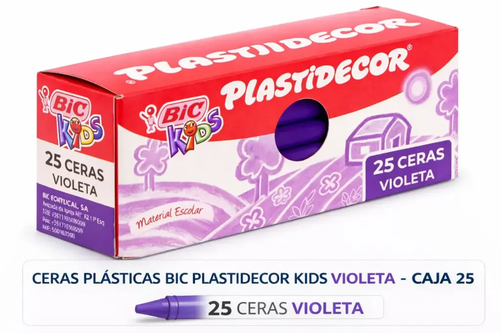 CERAS PLÁSTICAS BIC PLASTIDECOR KIDS VIOLETA CAJA 25