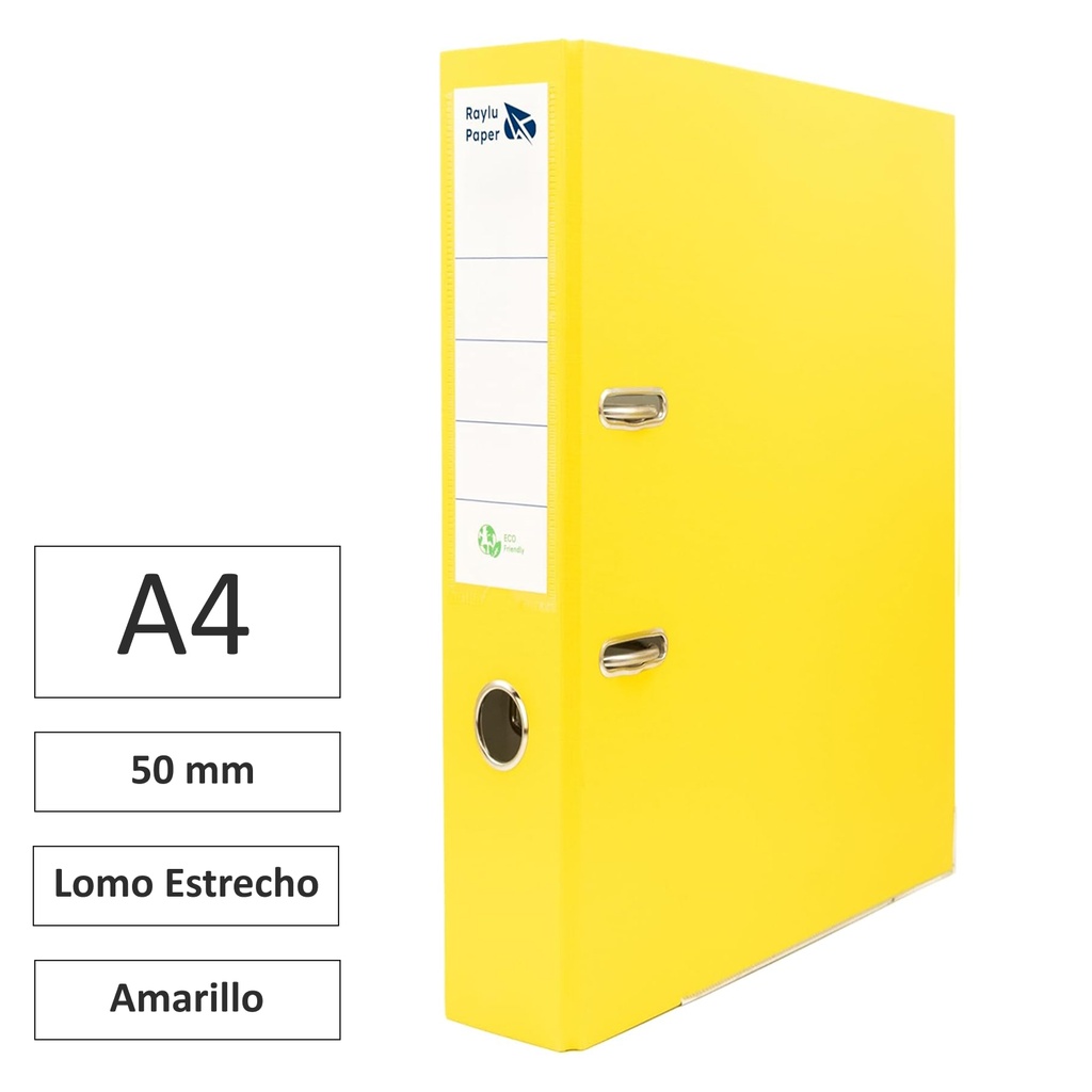 ARCHIVADOR RADO RAYLU A4 LOMO ESTRECHO 50MM FORRADO INTERIOR PP AMARILLO
