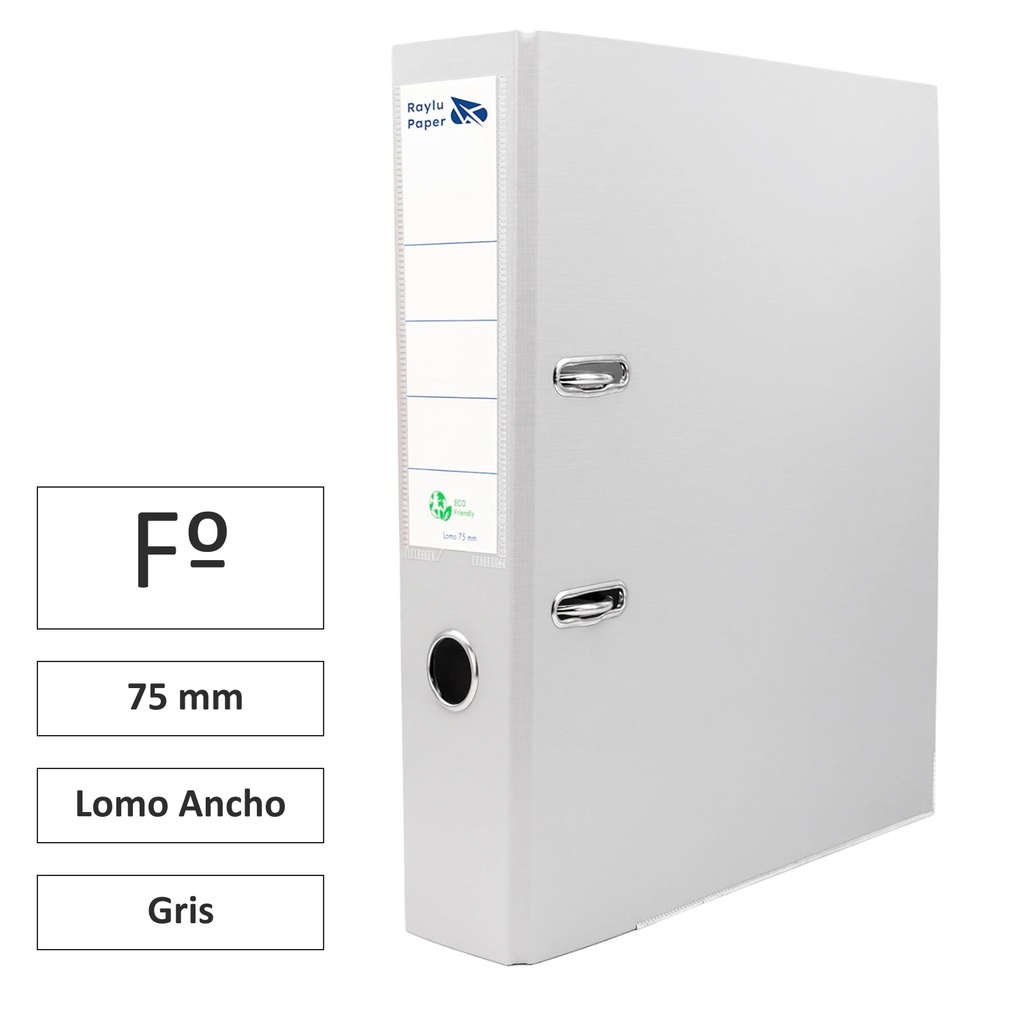 ARCHIVADOR RADO RAYLU FOLIO LOMO ANCHO 75MM GRIS