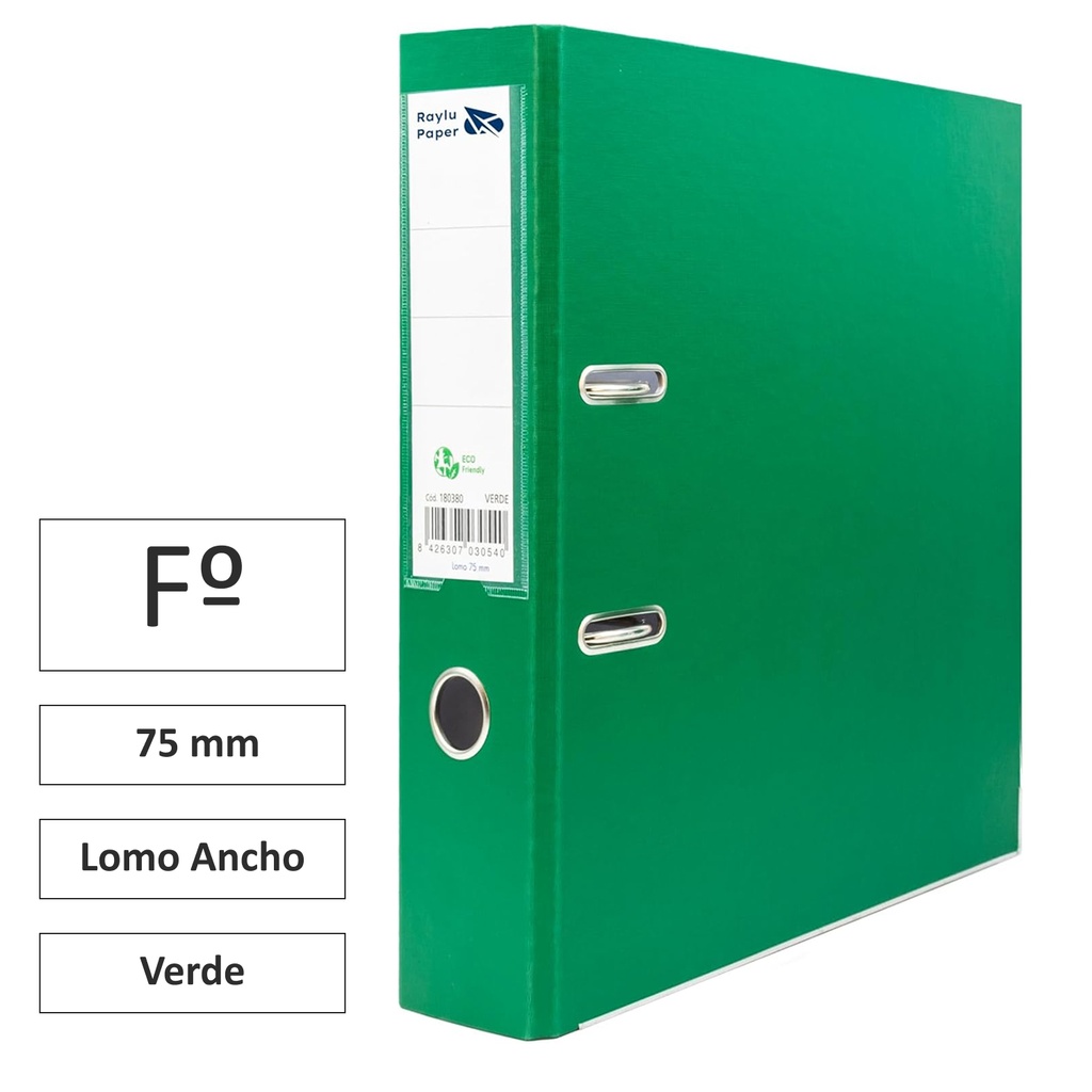 ARCHIVADOR RADO RAYLU FOLIO LOMO ANCHO 75MM VERDE