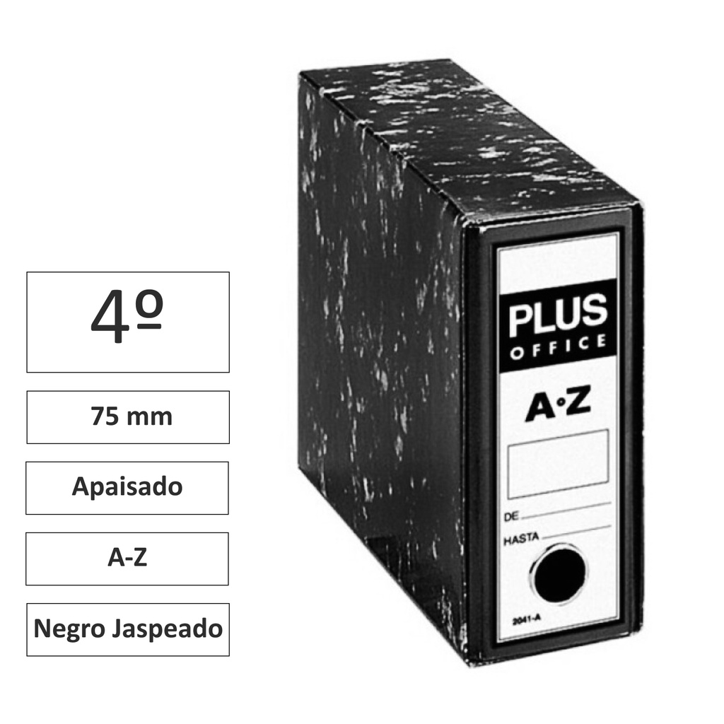 ARCHIVADOR RAYLU PAPER AZ 4º APAISADO NEGRO JASPEADO(CARTÓN EXTRADURO FORRADO, LOMO 75 MM)