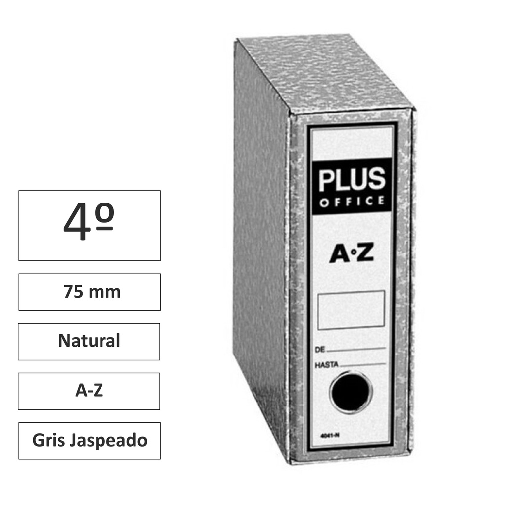 ARCHIVADOR RAYLU PAPER AZ 4º NATURAL (LOMO 75 MM, GRIS JASPEADO)