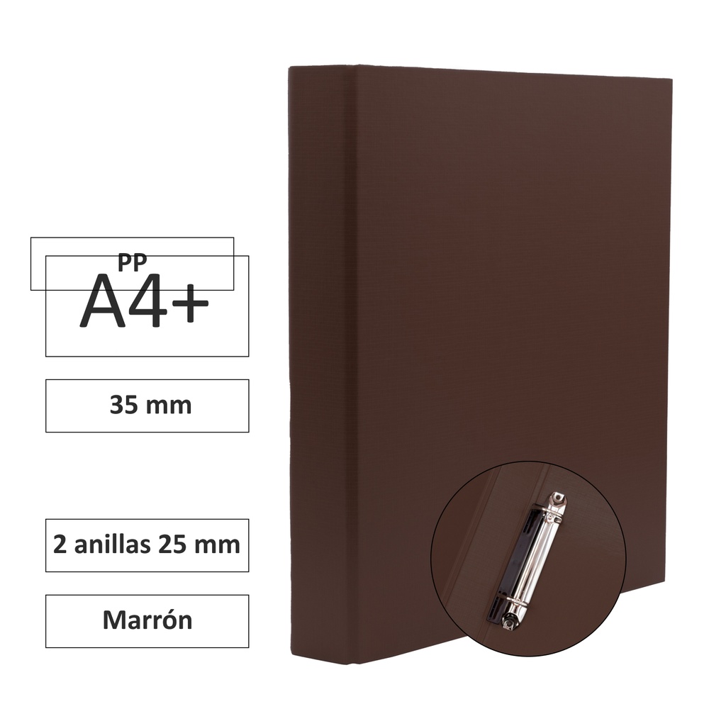 CARPETA RAYLU PAPER FOLIO 2 ANILLAS 25 MM AMARILLO · CARTÓN FORRADO PP · LOMO 35 MM · A4+ · ACABADO RESISTENTE