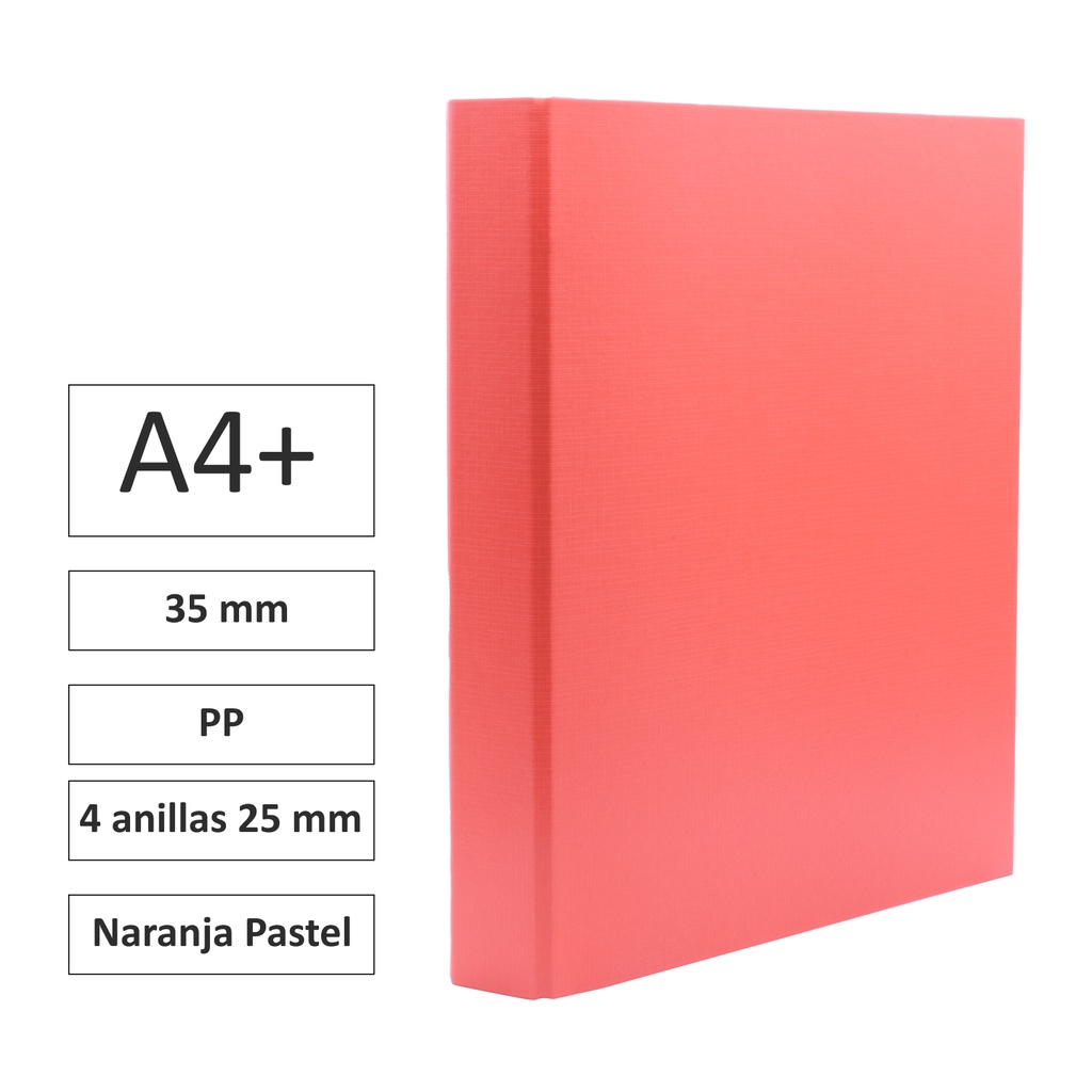 CARPETA RAYLU PAPER FOLIO 4 ANILLAS 25 MM FUCSIA PASTEL · CARTÓN FORRADO PP · LOMO 35 MM · A4+ · ACABADO RESISTENTE