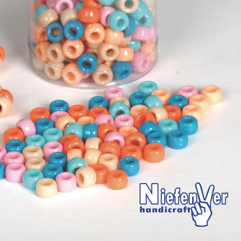 ABALORIOS DE PLÁSTICO 5 COLORES PASTEL NIEFENVER | BOTE 300 UNIDADES