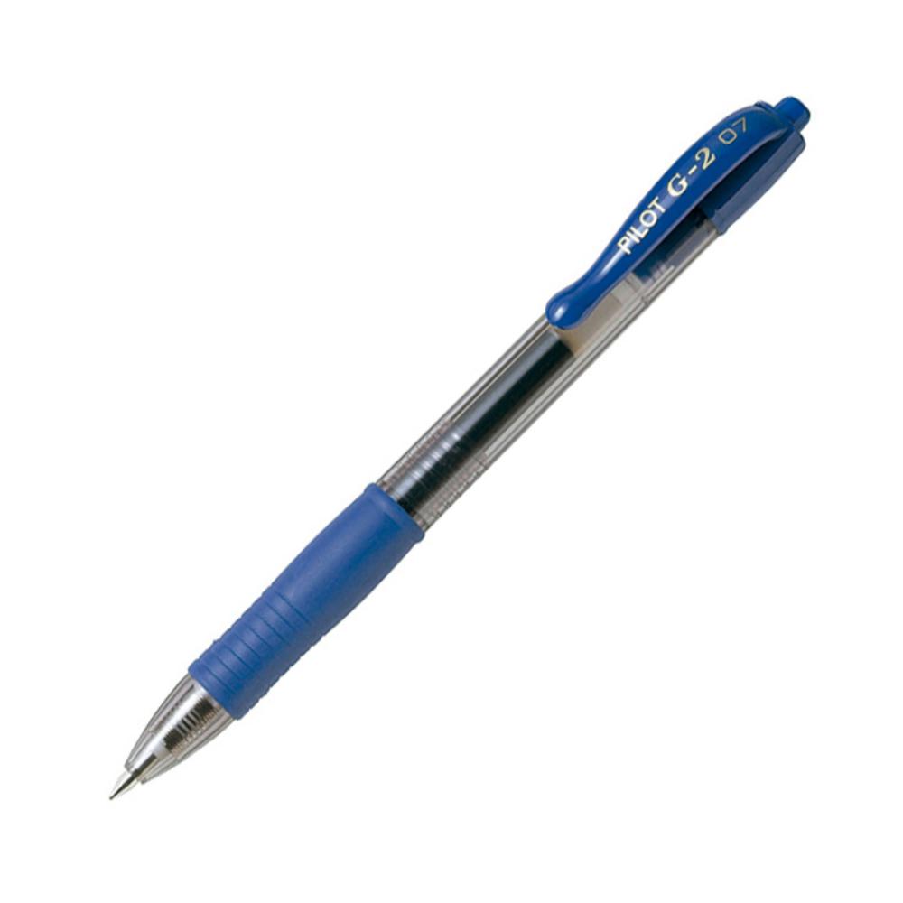 BOLÍGRAFO PILOT G-2 AZUL · TINTA GEL · PUNTA 0,7 MM · TRAZO 0,5 MM · CLIC RETRÁCTIL · GRIP · PACK 12 UDS
