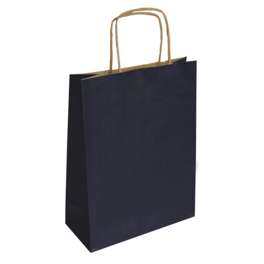 BOLSA DE PAPEL KRAFT AZUL MARINO 25 × 10 × 32 CM · ASA RETORCIDA · 100 g/m² · PACK 25 UDS