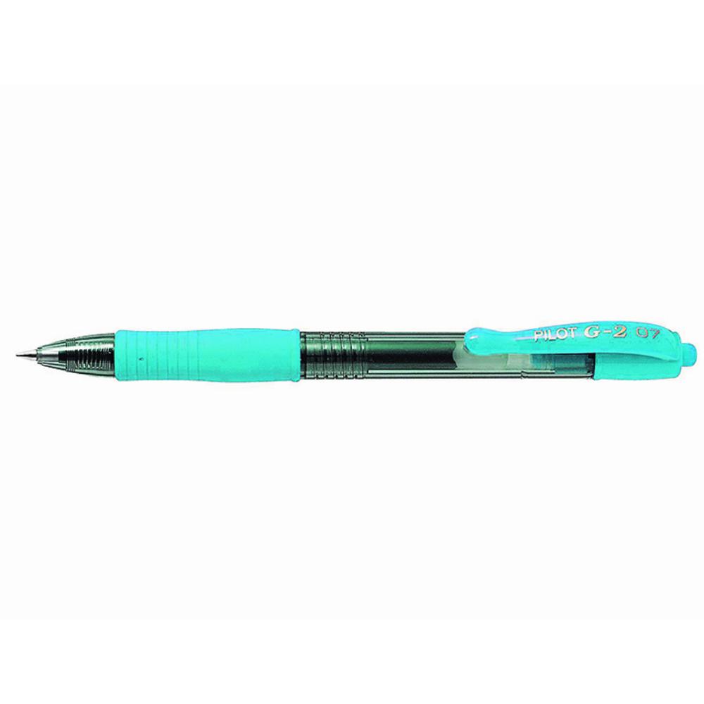 BOLÍGRAFO PILOT G-2 AZUL PASTEL · TINTA GEL · PUNTA 0,7 MM · TRAZO 0,5 MM · CLIC RETRÁCTIL · GRIP · PACK 12 UDS