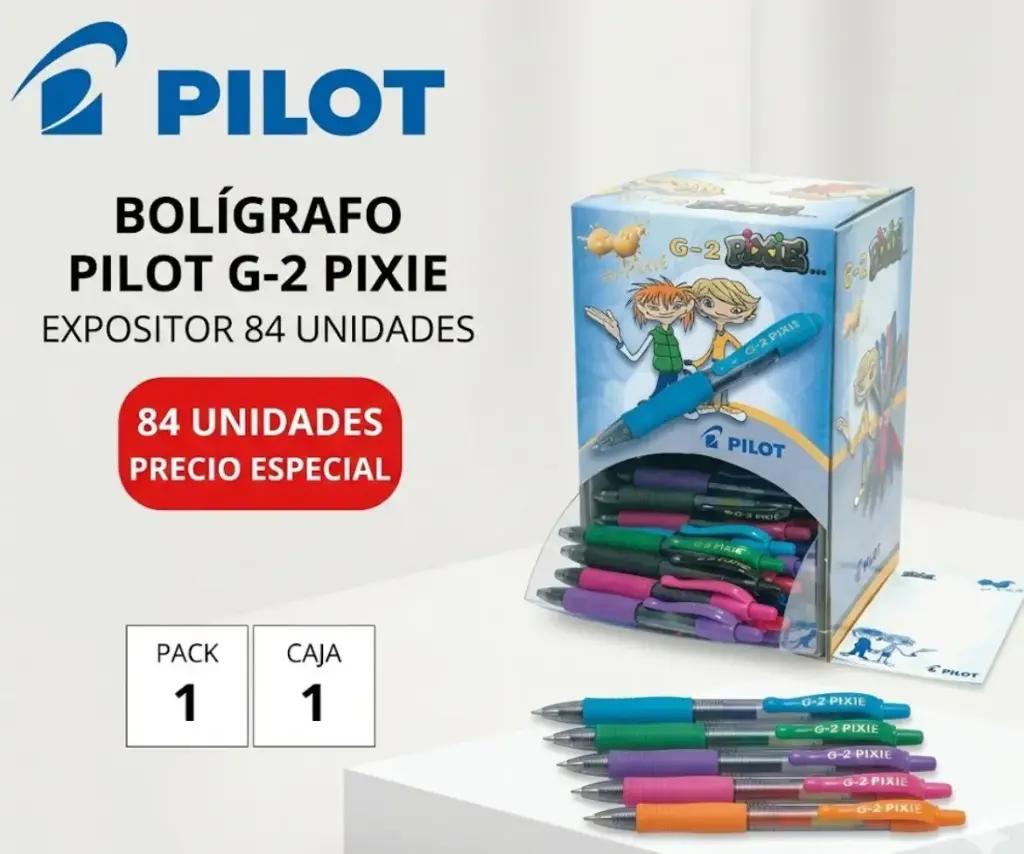 BOLÍGRAFO PILOT G-2 PIXIE EXPOSITOR 84 UNIDADES