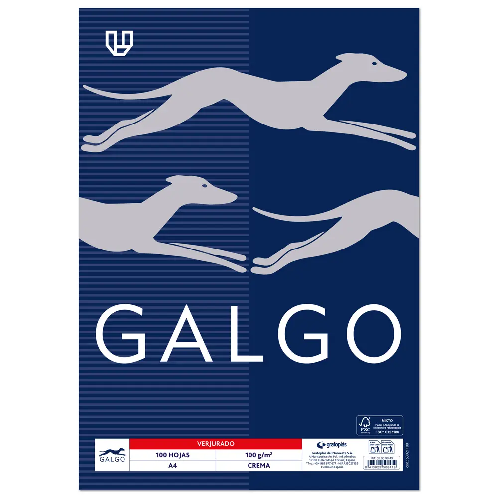 PAPEL A4 VERJURADO GALGO 100G 100 HOJAS