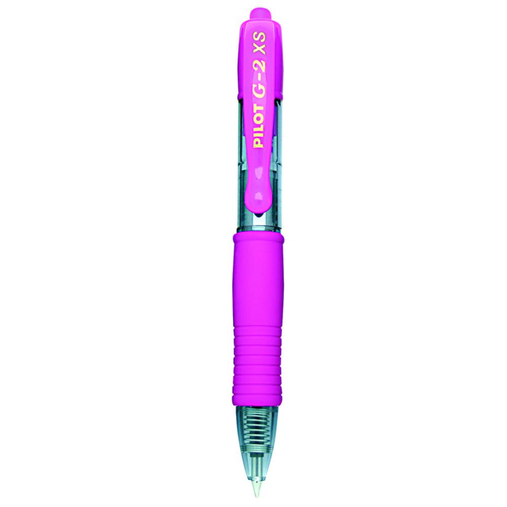 BOLÍGRAFO PILOT G-2 PIXIE ROSA · TINTA GEL · PUNTA 0,7 MM · TRAZO 0,4 MM · CLIC RETRÁCTIL · GRIP · PACK 12 UDS