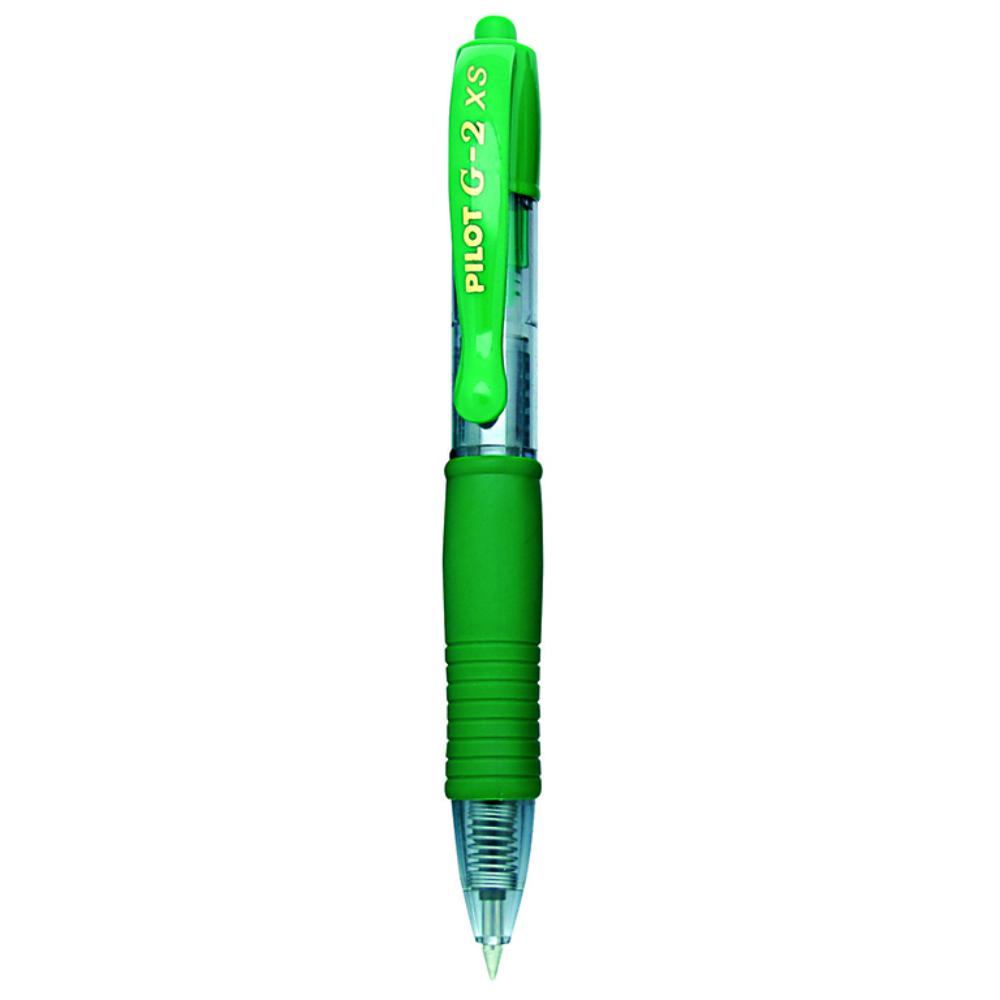 BOLÍGRAFO PILOT G-2 PIXIE VERDE · TINTA GEL · PUNTA 0,7 MM · TRAZO 0,4 MM · CLIC RETRÁCTIL · GRIP · PACK 12 UDS