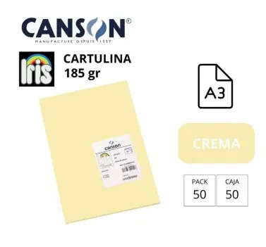 CARTULINA CANSON IRIS A3 CREMA 180G 