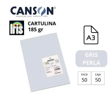 CARTULINA CANSON IRIS A3 GRIS PERLA 180G 