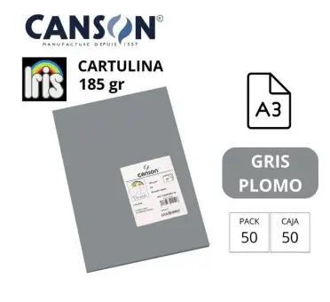 CARTULINA CANSON IRIS A3 GRIS PLOMO 180G 