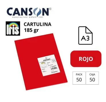 CARTULINA CANSON IRIS A3 ROJO 180G 
