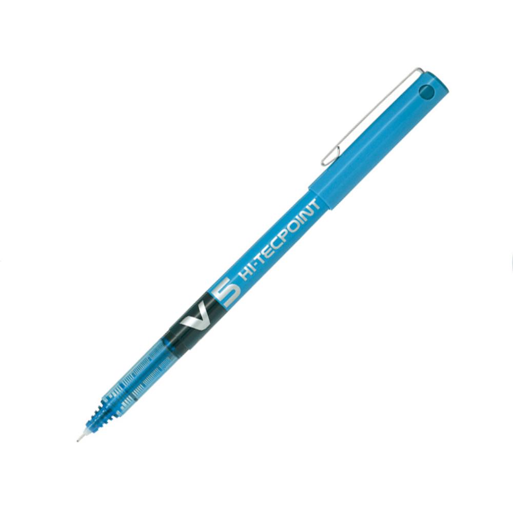 BOLÍGRAFO PILOT V5 AZUL CLARO · TINTA LÍQUIDA · PUNTA 0,5 MM · TRAZO 0,3 MM · PACK 12 UDS