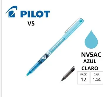 BOLÍGRAFO PILOT V5 AZUL CLARO