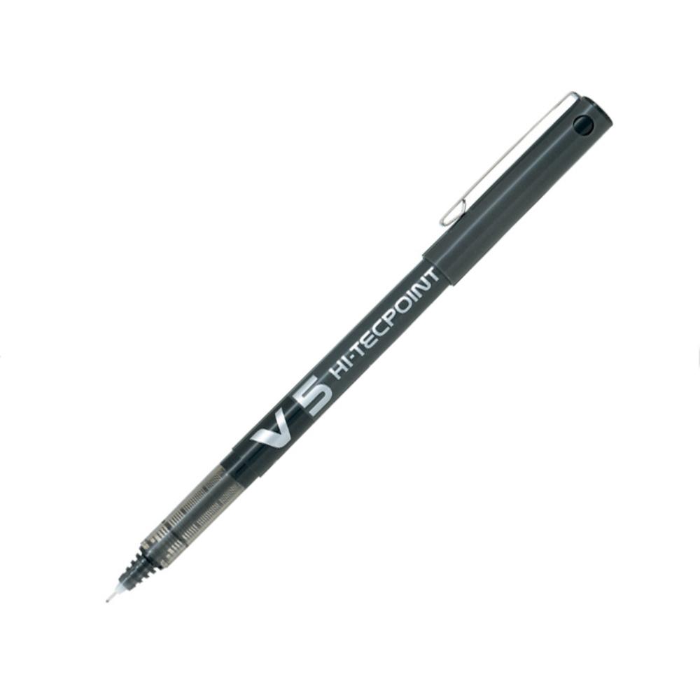BOLÍGRAFO PILOT V5 NEGRO · TINTA LÍQUIDA · PUNTA 0,5 MM · TRAZO 0,3 MM · PACK 12 UDS