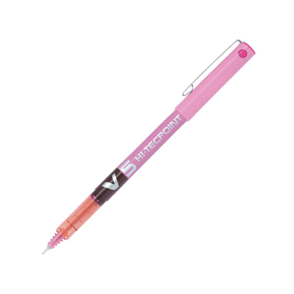BOLÍGRAFO PILOT V5 ROSA · TINTA LÍQUIDA · PUNTA 0,5 MM · TRAZO 0,3 MM · PACK 12 UDS