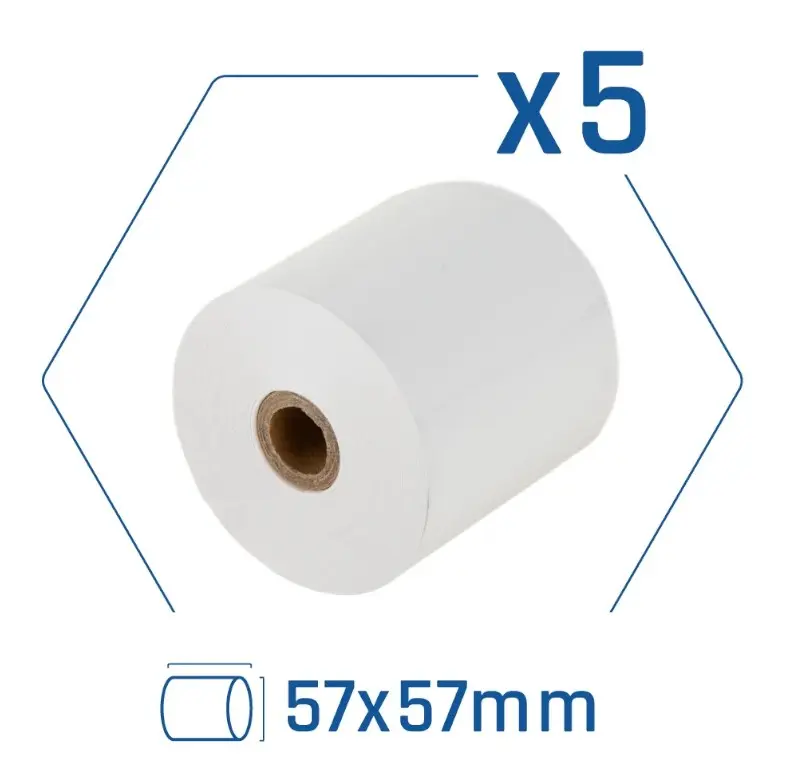 PAPEL TÉRMICO SIN BPA 57X57MM – PACK 5 ROLLOS IGGUAL