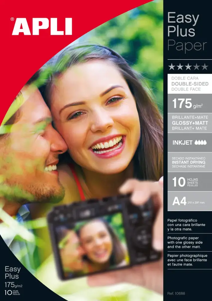 PAPEL FOTOGRÁFICO APLI EASYNPLUS A4 175G 10 HOJAS (copia)