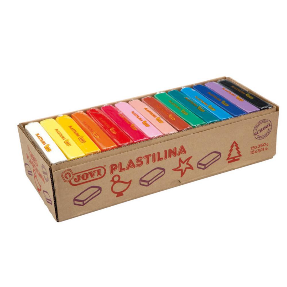 PLASTILINA JOVI  GRANDE 72S CAJA DE 15 UNIDADES COLORES SURTIDOS 350G