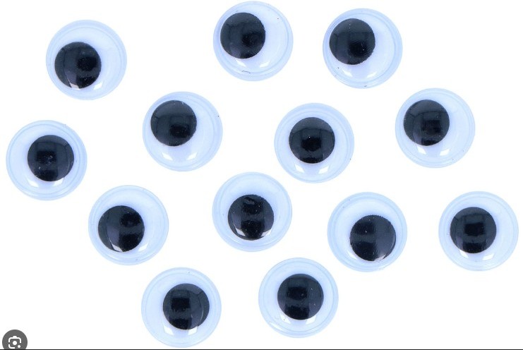 OJOS MÓVILES NEGROS AUTOADHESIVOS REDONDOS 12 MM – 60 UNIDADES