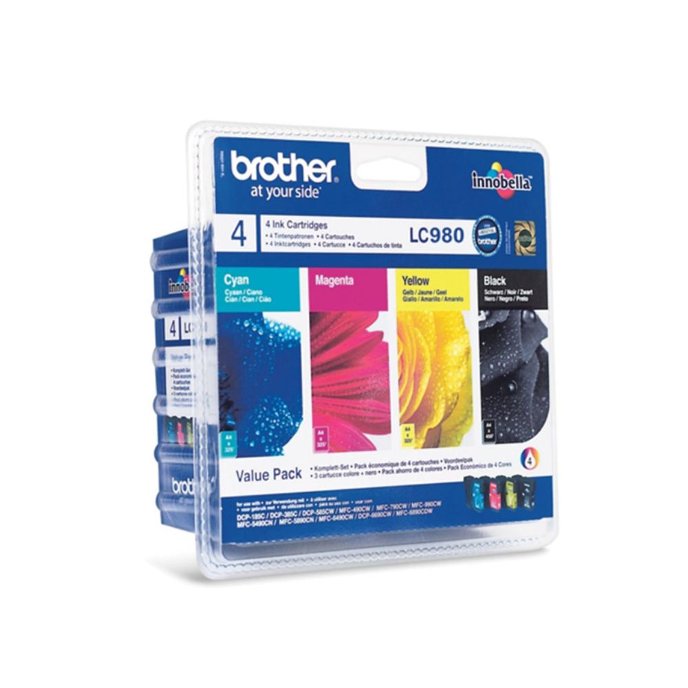 PACK DE 4 CARTUCHOS ORIGINALES BROTHER (BK / C / M / Y) LC980VALBP