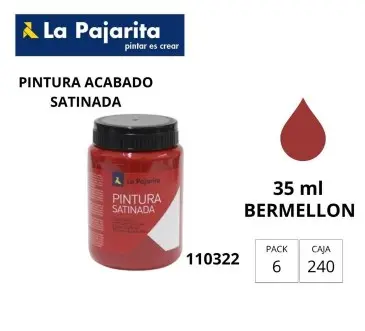 PINTURA SATINADA BERMELLON 35ML L-07 LA PAJARITA